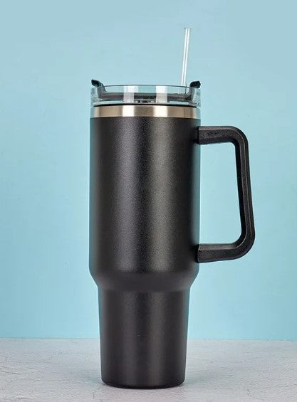 40oz Stainless Steel Insulated Water Bottle with Handle & Straw | Vacuum Tumbler