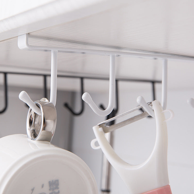 Metal Hooks Storage Shelf for Kitchen and Bathroom Organizer