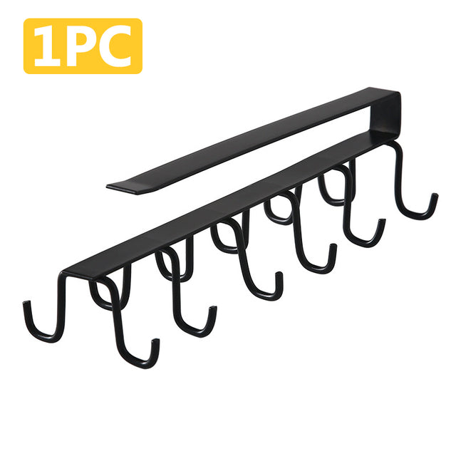Metal Hooks Storage Shelf for Kitchen and Bathroom Organizer