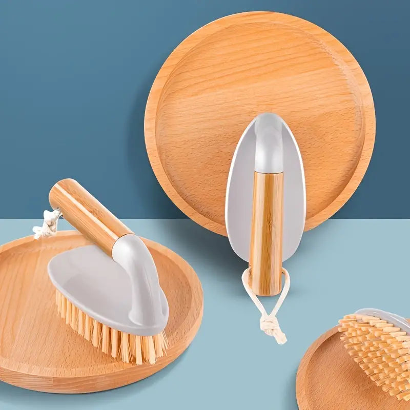 Multifunctional Bamboo Handle Laundry and Cleaning Brush