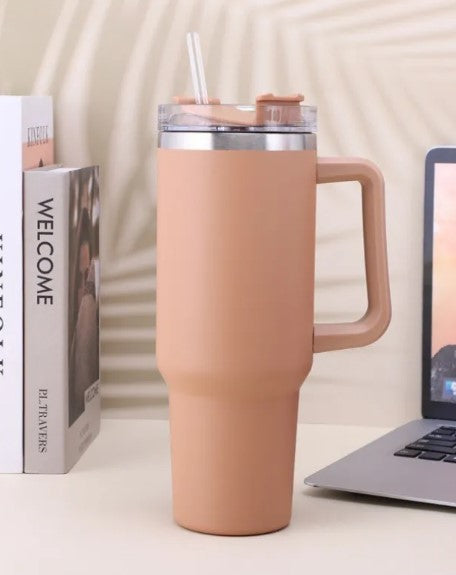 40oz Stainless Steel Insulated Water Bottle with Handle & Straw | Vacuum Tumbler