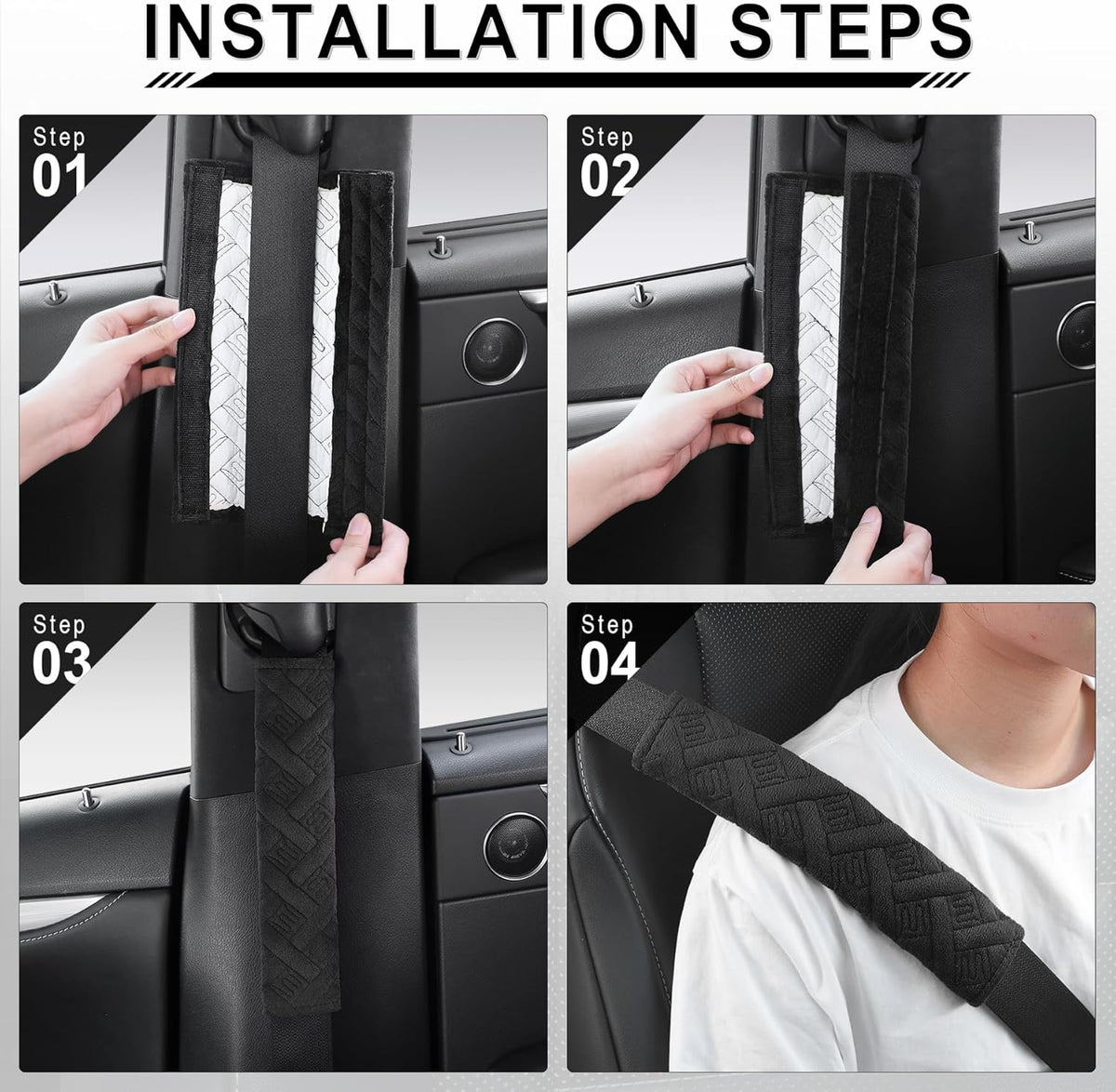 2-Pack Universal Car Seat Belt Pads Cover for a More Comfortable Driving, Seat Belt Shoulder Strap Covers Harness Pad for Car Interior Accessories(Black)