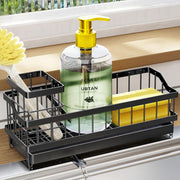 Simple Trending Sink Caddy Sponge Holder Organizer for Kitchen with Drain Tray Rust Resistant Black