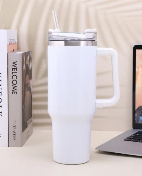 40oz Stainless Steel Insulated Water Bottle with Handle & Straw | Vacuum Tumbler