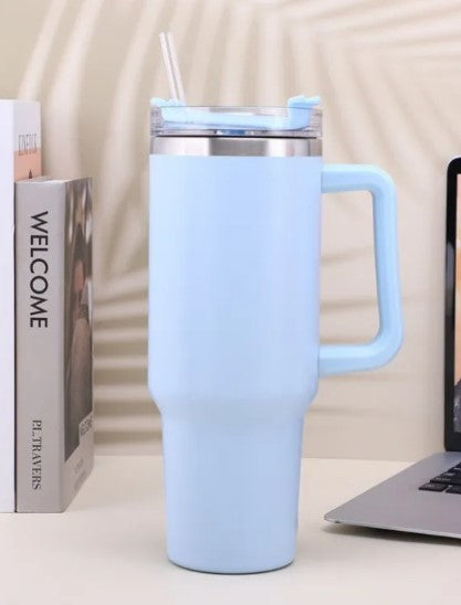 40oz Stainless Steel Insulated Water Bottle with Handle & Straw | Vacuum Tumbler