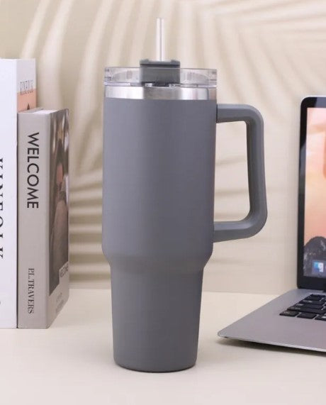 40oz Stainless Steel Insulated Water Bottle with Handle & Straw | Vacuum Tumbler