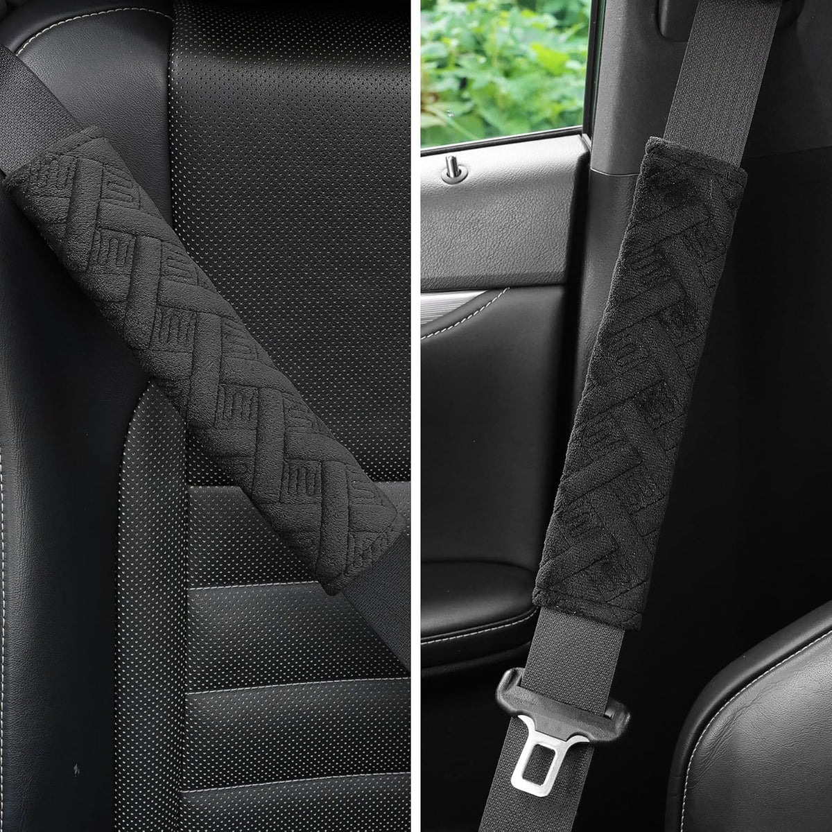 2-Pack Universal Car Seat Belt Pads Cover for a More Comfortable Driving, Seat Belt Shoulder Strap Covers Harness Pad for Car Interior Accessories(Black)