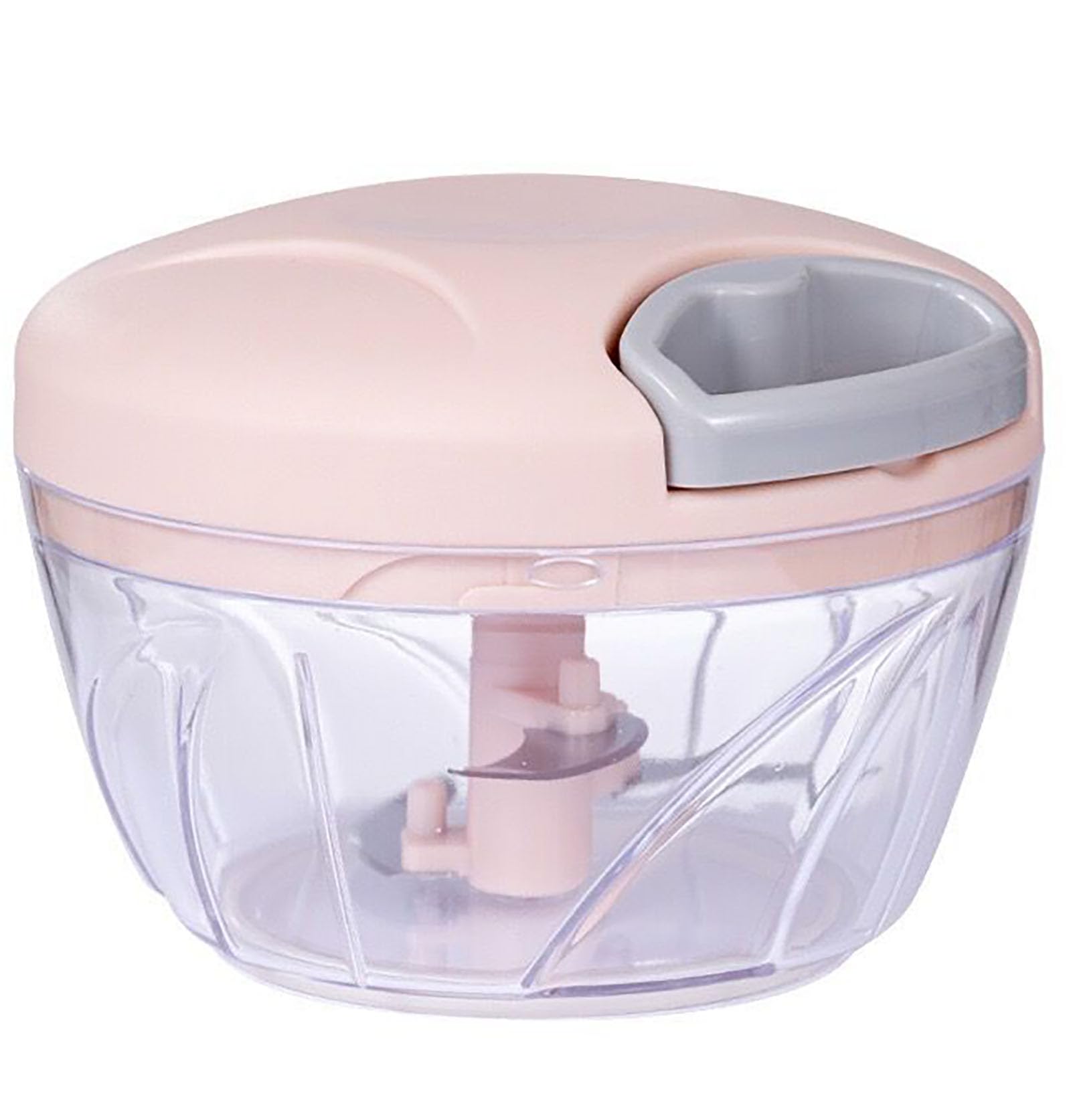 Manual Garlic Chopper 500Ml Pink Cover ABS Resin Hand Pull String Chopper for Crushing Vegetables and Spice (Pink)