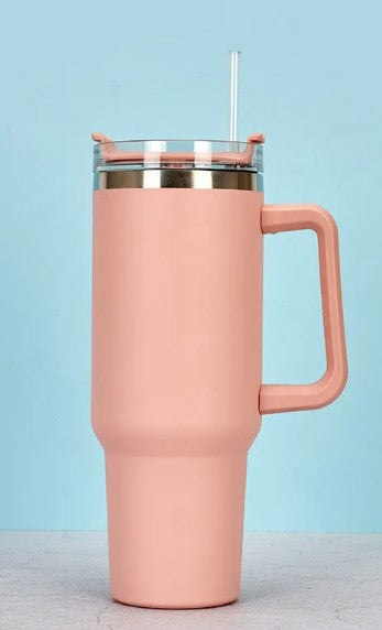 40oz Stainless Steel Insulated Water Bottle with Handle & Straw | Vacuum Tumbler
