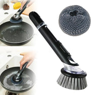 2024 New Dish Brush with Soap Dispenser Long Handle Dishwashing Brush with Replaceable Heads Kitchen Dish Scrub Brush Soap Dispensing Dish Brush Kitchen Brush for Pot Pan Sink Cleaning