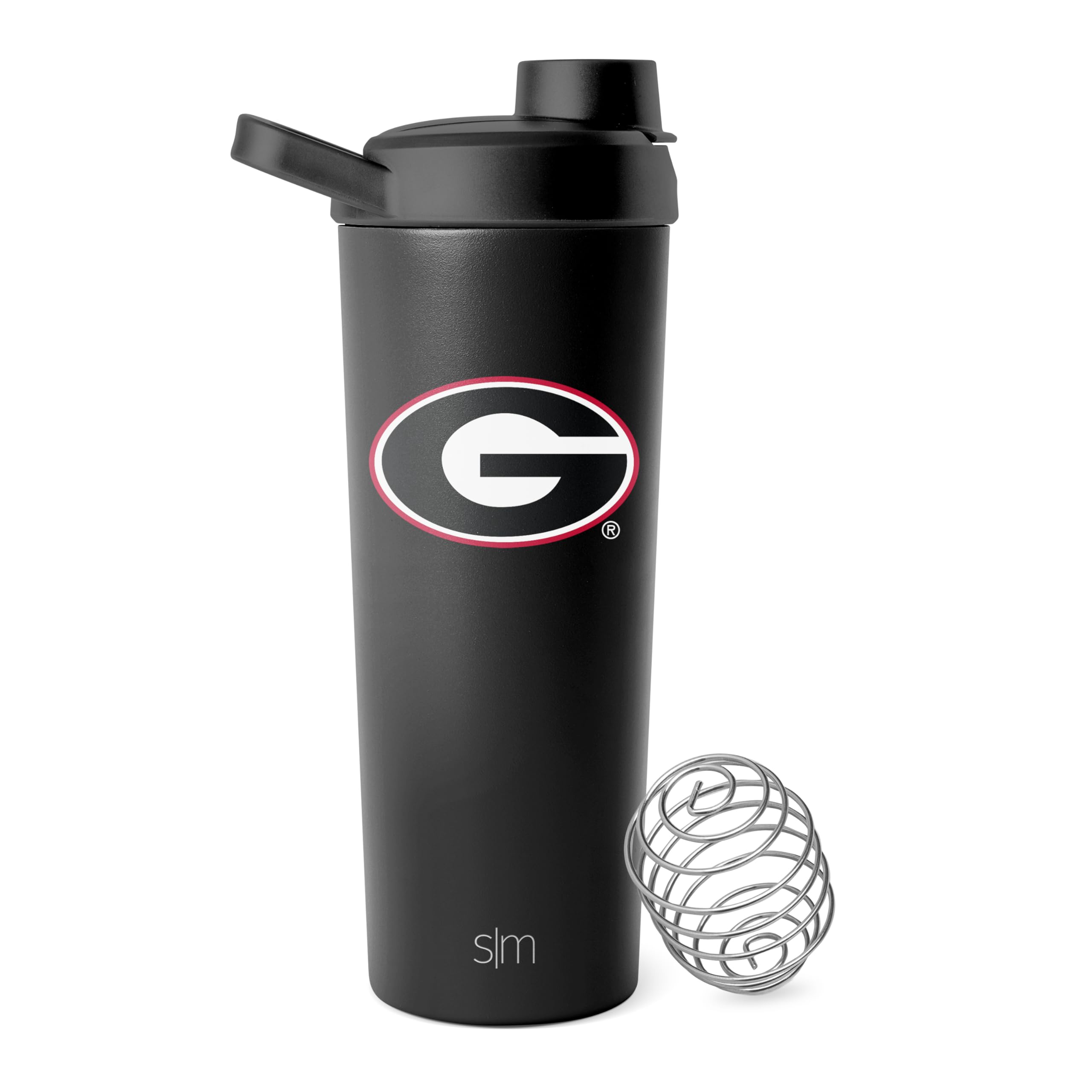 Simple Modern Officially Licensed Collegiate Georgia Bulldogs Stainless Steel Shaker Bottle with Ball 24oz | Metal Cup for Protein Mixes Pre Workout | Rally Collection | University of Georgia